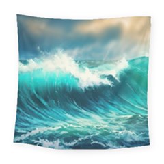 Waves Ocean Sea Tsunami Nautical Blue Square Tapestry (large) by Jancukart