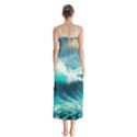 Waves Ocean Sea Tsunami Nautical Blue Button Up Chiffon Maxi Dress View2