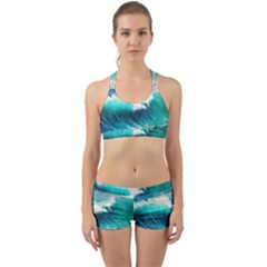 Waves Ocean Sea Tsunami Nautical Blue Back Web Gym Set by Jancukart