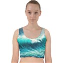 Waves Ocean Sea Tsunami Nautical Blue Velvet Racer Back Crop Top View1