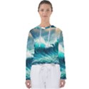 Waves Ocean Sea Tsunami Nautical Blue Women s Slouchy Sweat View1