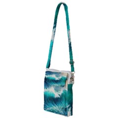 Waves Ocean Sea Tsunami Nautical Blue Multi Function Travel Bag by Jancukart