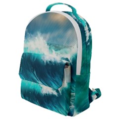 Waves Ocean Sea Tsunami Nautical Blue Flap Pocket Backpack (small) by Jancukart