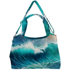 Waves Ocean Sea Tsunami Nautical Blue Double Compartment Shoulder Bag by Jancukart