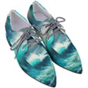 Waves Ocean Sea Tsunami Nautical Blue Pointed Oxford Shoes View3