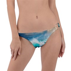 Waves Ocean Sea Tsunami Nautical Blue Ring Detail Bikini Bottoms