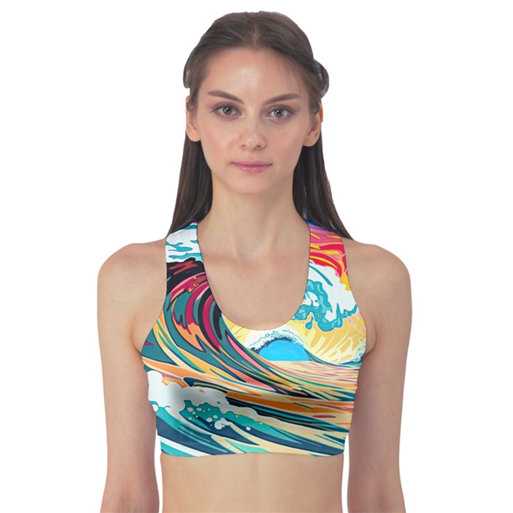 Waves Ocean Sea Tsunami Nautical 8 Sports Bra