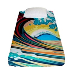 Waves Ocean Sea Tsunami Nautical 8 Fitted Sheet (single Size) by Jancukart