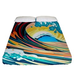 Waves Ocean Sea Tsunami Nautical 8 Fitted Sheet (queen Size)