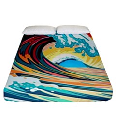 Waves Ocean Sea Tsunami Nautical 8 Fitted Sheet (california King Size)