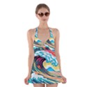 Waves Ocean Sea Tsunami Nautical 8 Halter Dress Swimsuit  View1