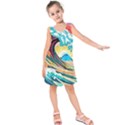 Waves Ocean Sea Tsunami Nautical 8 Kids  Sleeveless Dress View1