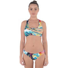 Waves Ocean Sea Tsunami Nautical 8 Cross Back Hipster Bikini Set