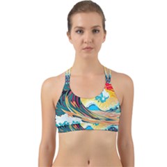 Waves Ocean Sea Tsunami Nautical 8 Back Web Sports Bra by Jancukart