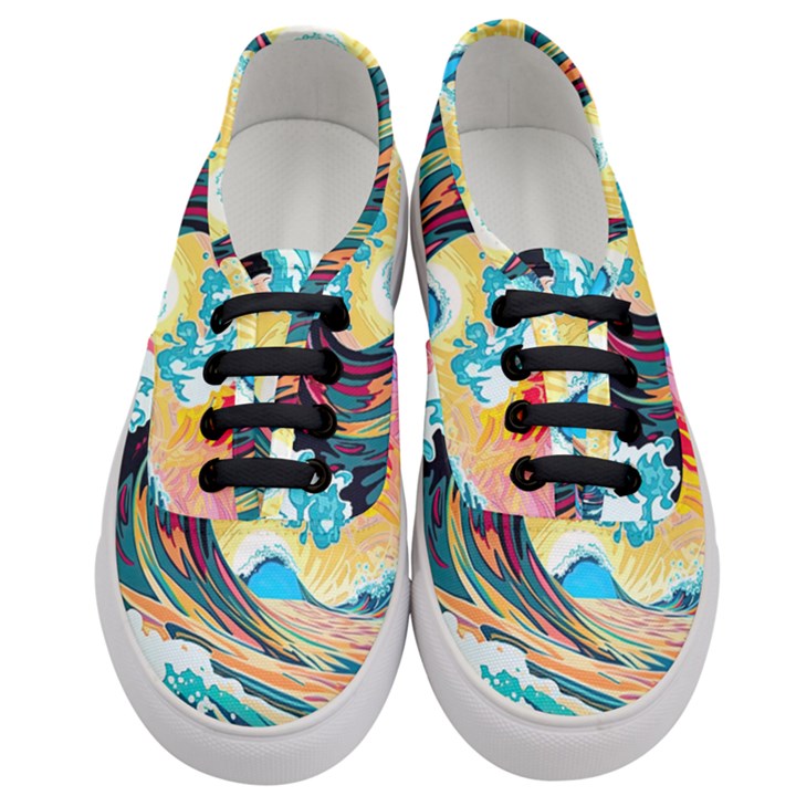 Waves Ocean Sea Tsunami Nautical 8 Women s Classic Low Top Sneakers