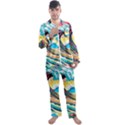 Waves Ocean Sea Tsunami Nautical 8 Men s Long Sleeve Satin Pajamas Set View1