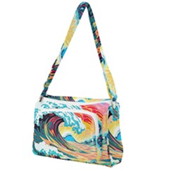 Waves Ocean Sea Tsunami Nautical 8 Front Pocket Crossbody Bag by Jancukart