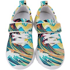 Waves Ocean Sea Tsunami Nautical 8 Kids  Velcro Strap Shoes by Jancukart