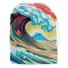 Waves Ocean Sea Tsunami Nautical 8 Drawstring Pouch (3xl) by Jancukart