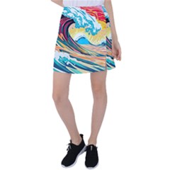 Waves Ocean Sea Tsunami Nautical 8 Tennis Skirt by Jancukart