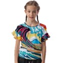 Waves Ocean Sea Tsunami Nautical 8 Kids  Cut Out Flutter Sleeves View1