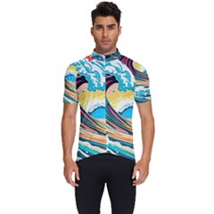 Waves Ocean Sea Tsunami Nautical 8 Men s Short Sleeve Cycling Jersey