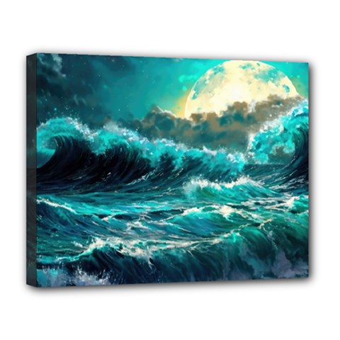 Tsunami Waves Ocean Sea Nautical Nature Water 5 Canvas 14  X 11  (stretched)