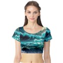 Tsunami Waves Ocean Sea Nautical Nature Water 5 Short Sleeve Crop Top View1