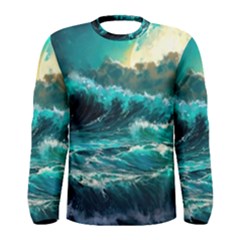 Tsunami Waves Ocean Sea Nautical Nature Water 5 Men s Long Sleeve Tee by Jancukart