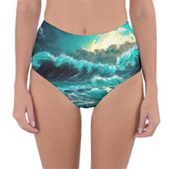 Tsunami Waves Ocean Sea Nautical Nature Water 5 Reversible High-waist Bikini Bottoms