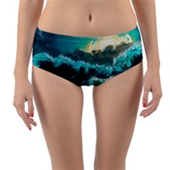 Tsunami Waves Ocean Sea Nautical Nature Water 5 Reversible Mid-waist Bikini Bottoms by Jancukart