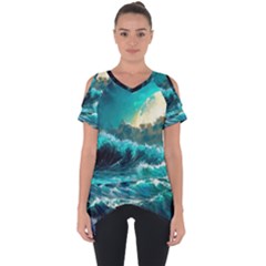 Tsunami Waves Ocean Sea Nautical Nature Water 5 Cut Out Side Drop Tee