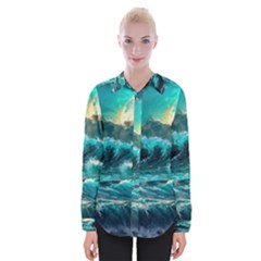 Tsunami Waves Ocean Sea Nautical Nature Water 5 Womens Long Sleeve Shirt