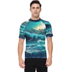 Tsunami Waves Ocean Sea Nautical Nature Water 5 Men s Short Sleeve Rash Guard by Jancukart