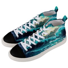 Tsunami Waves Ocean Sea Nautical Nature Water 5 Men s Mid-top Canvas Sneakers by Jancukart