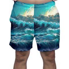 Tsunami Waves Ocean Sea Nautical Nature Water 5 Men s Shorts by Jancukart