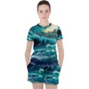 Tsunami Waves Ocean Sea Nautical Nature Water 5 Women s Tee and Shorts Set View1