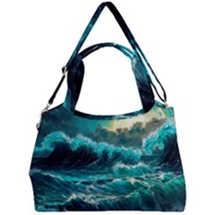 Tsunami Waves Ocean Sea Nautical Nature Water 5 Double Compartment Shoulder Bag by Jancukart