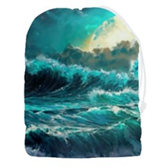 Tsunami Waves Ocean Sea Nautical Nature Water 5 Drawstring Pouch (3xl) by Jancukart