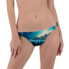 Tsunami Waves Ocean Sea Nautical Nature Water 5 Ring Detail Bikini Bottoms by Jancukart