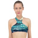 Tsunami Waves Ocean Sea Nautical Nature Water 5 High Neck Bikini Top View1