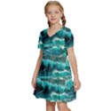 Tsunami Waves Ocean Sea Nautical Nature Water 5 Kids  Short Sleeve Tiered Mini Dress View2