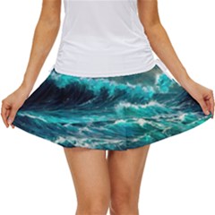 Tsunami Waves Ocean Sea Nautical Nature Water 5 Women s Skort by Jancukart