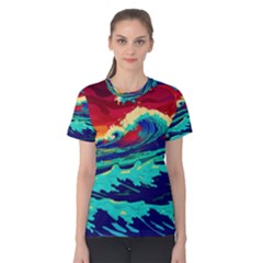 Tsunami Waves Ocean Sea Nautical Nature Water 9 Women s Cotton Tee