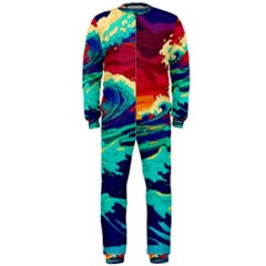 Tsunami Waves Ocean Sea Nautical Nature Water 9 Onepiece Jumpsuit (men) by Jancukart