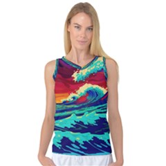 Tsunami Waves Ocean Sea Nautical Nature Water 9 Women s Basketball Tank Top