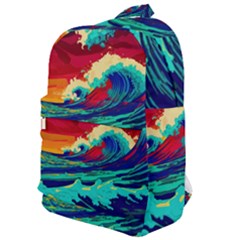 Tsunami Waves Ocean Sea Nautical Nature Water 9 Classic Backpack by Jancukart