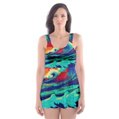 Tsunami Waves Ocean Sea Nautical Nature Water 9 Skater Dress Swimsuit