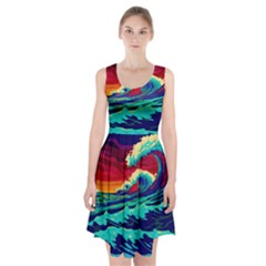 Tsunami Waves Ocean Sea Nautical Nature Water 9 Racerback Midi Dress by Jancukart