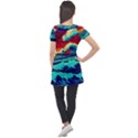 Tsunami Waves Ocean Sea Nautical Nature Water 9 Puff Sleeve Tunic Top View2